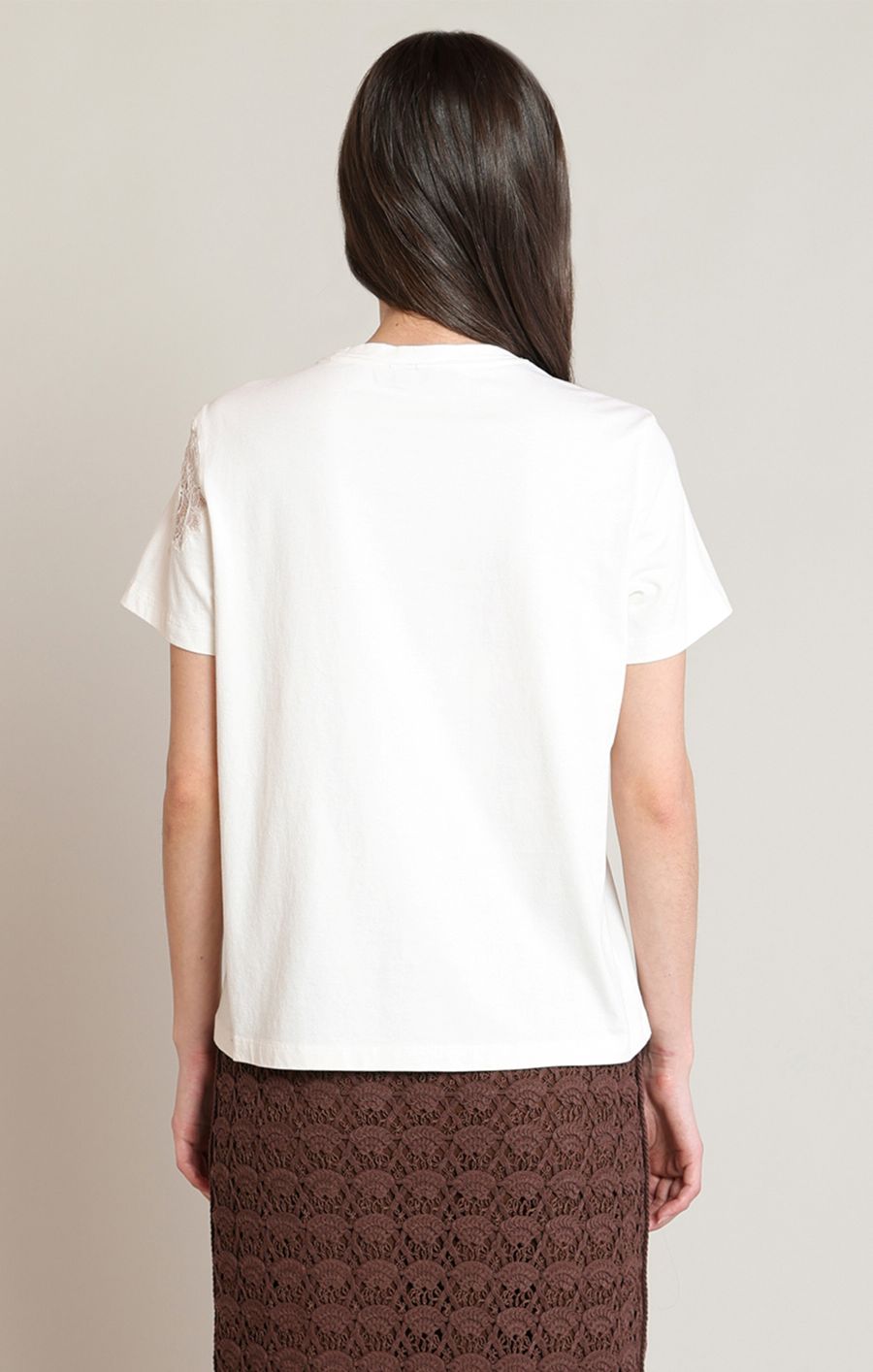 T-shirt uni insertion dentelle T-shirt uni insertion dentelle