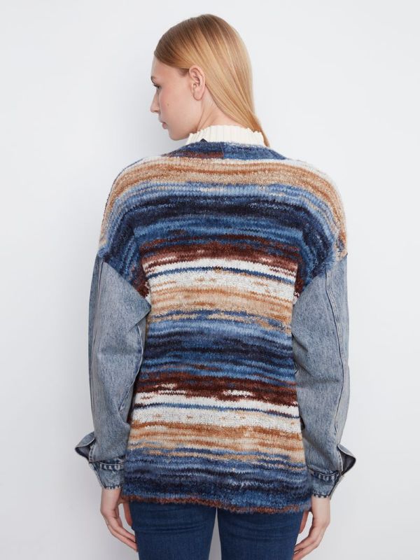 Cardigan tricot avec insertion jeans Cardigan tricot avec insertion jeans