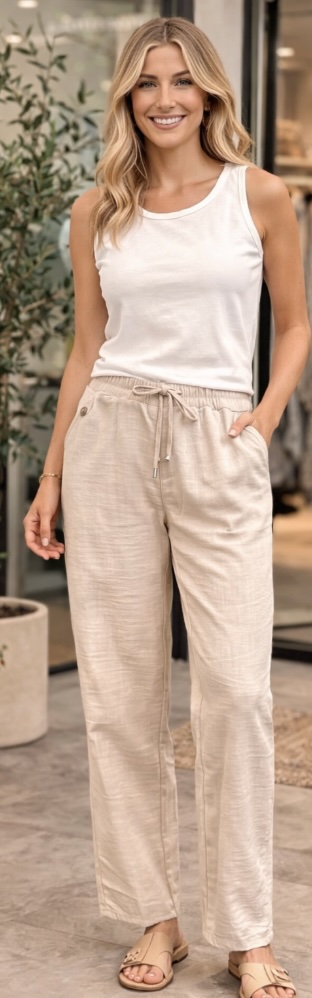 Pantalon style lin - MOSPAW06610 - Mosaïc Pantalon style lin - MOSPAW06610 - Mosaïc