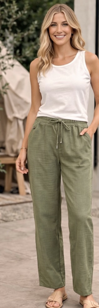 Pantalon style lin - MOSPAW06610 - Mosaïc Pantalon style lin - MOSPAW06610 - Mosaïc