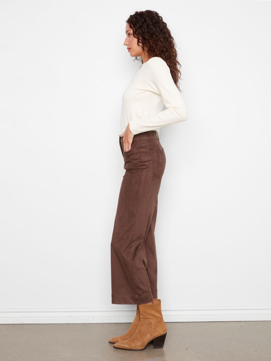 Pantalon suèdine jambe large Pantalon suèdine jambe large