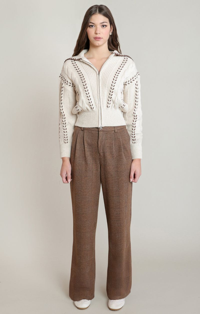 Pantalon carreaux plis devant Pantalon carreaux plis devant