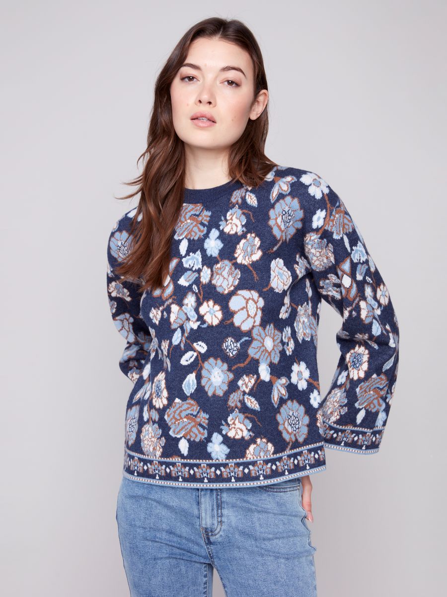 Chandail tricot motif col rond - C2905/974A - Charlie B