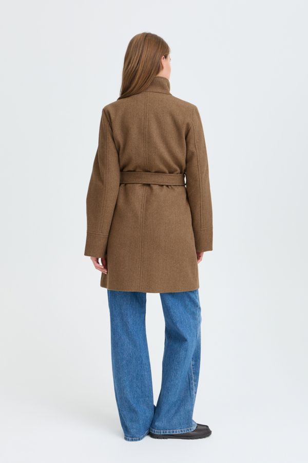 Manteau lainage ceinture - 20819164 - B.Young