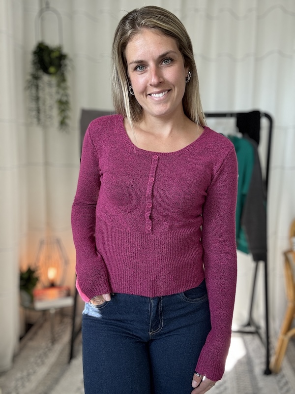 Chandail manche longue col rond - MCSPAW05380-2 - Mandarine & Co