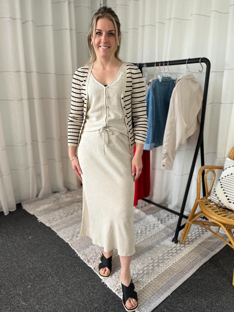 Cardigan rayures encolure en V
