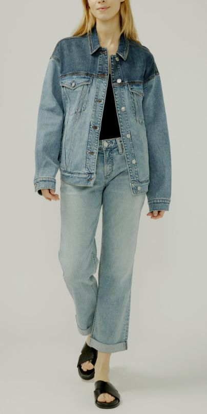 Veste western jeans bicolore - LJ4317ADM209 - Silver Jeans