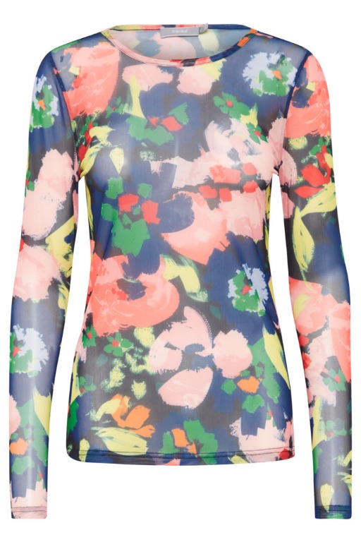 CHANDAIL MECHE COL ROND FLEURS
