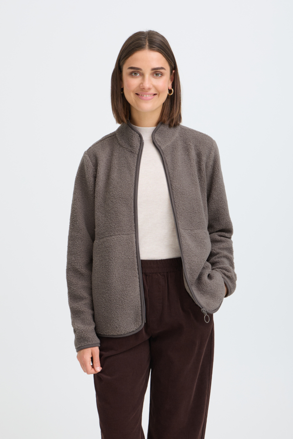 Cardigan laine bouclée zip - 20618524 - Fransa
