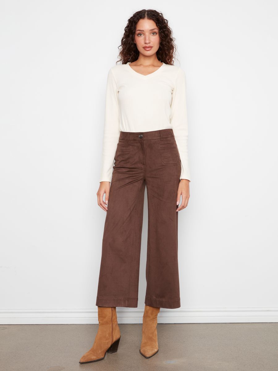 Pantalon suèdine jambe large - 5848-750C - Charlie B