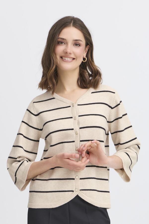 Cardigan ligné manche 7/8 - 20615894 - Fransa