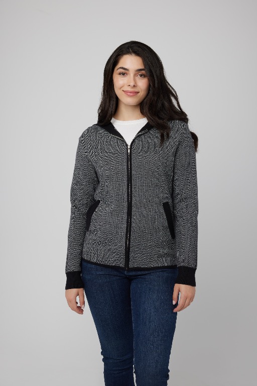 CARDIGAN TRICOT ZIP LACET BAS DOS