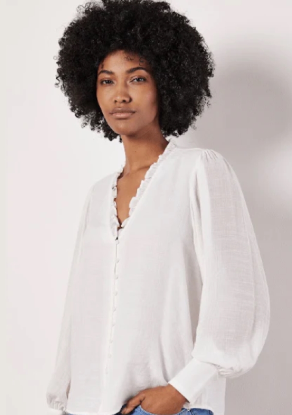 Blouse col frisons en V