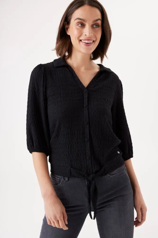 BLOUSE M/C LOOK T-SHIRT NOEUD BAS