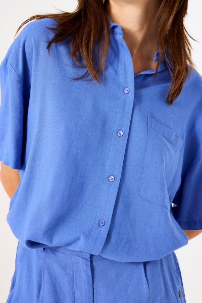 Blouse mch courte unie - D50038 - Garcia