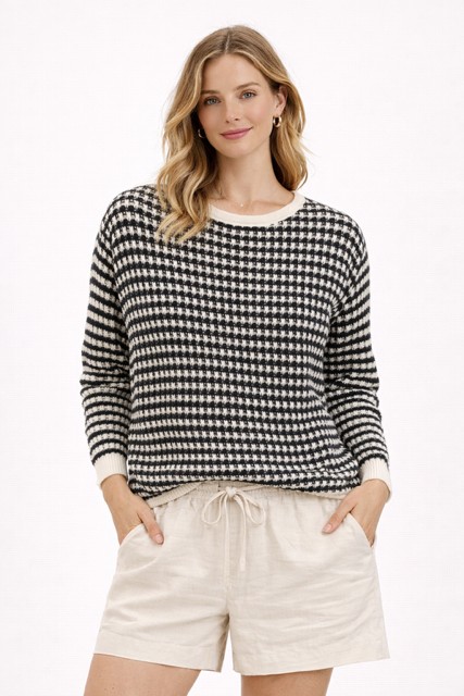 Chandail crochet rayures - MOSPAW06385 - Mosaïc