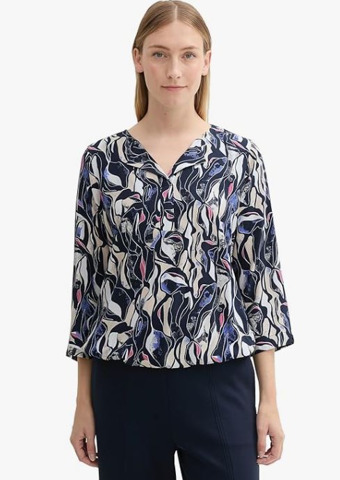 BLouse motif mch 3/4 élastique bas - 1043212 - Tom Tailor