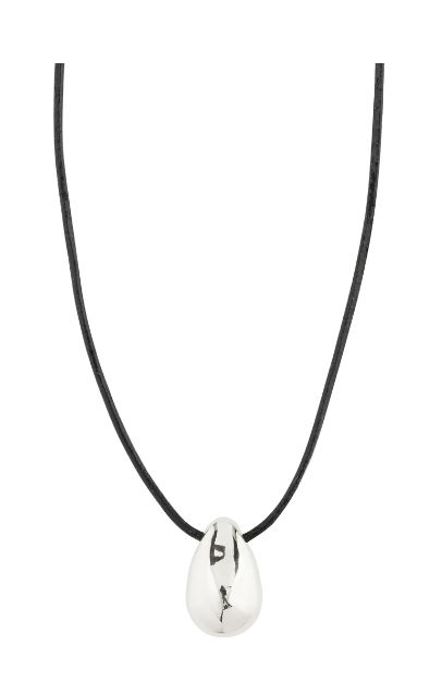 Collier cordon cuir breloque ovale