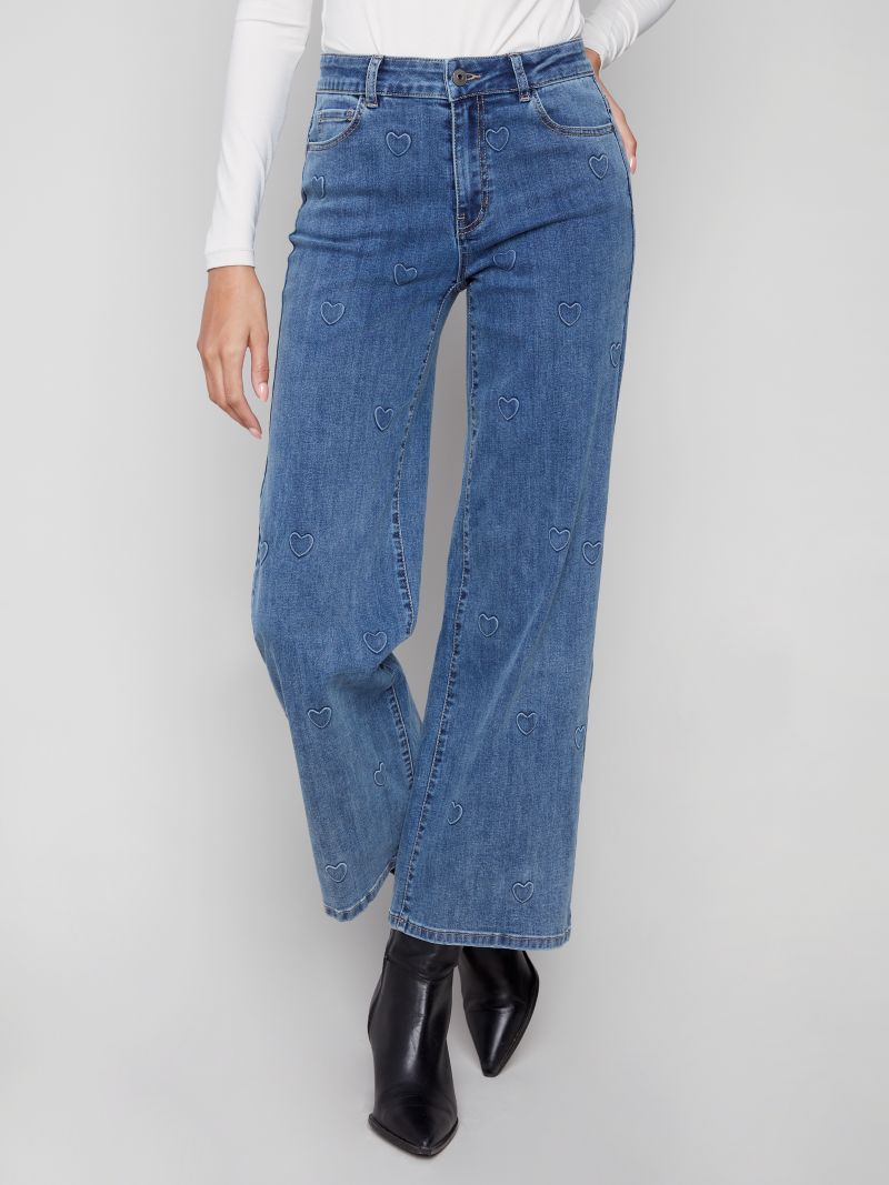 Jeans taille haute avec coeurs - C5630/443C - Charlie B