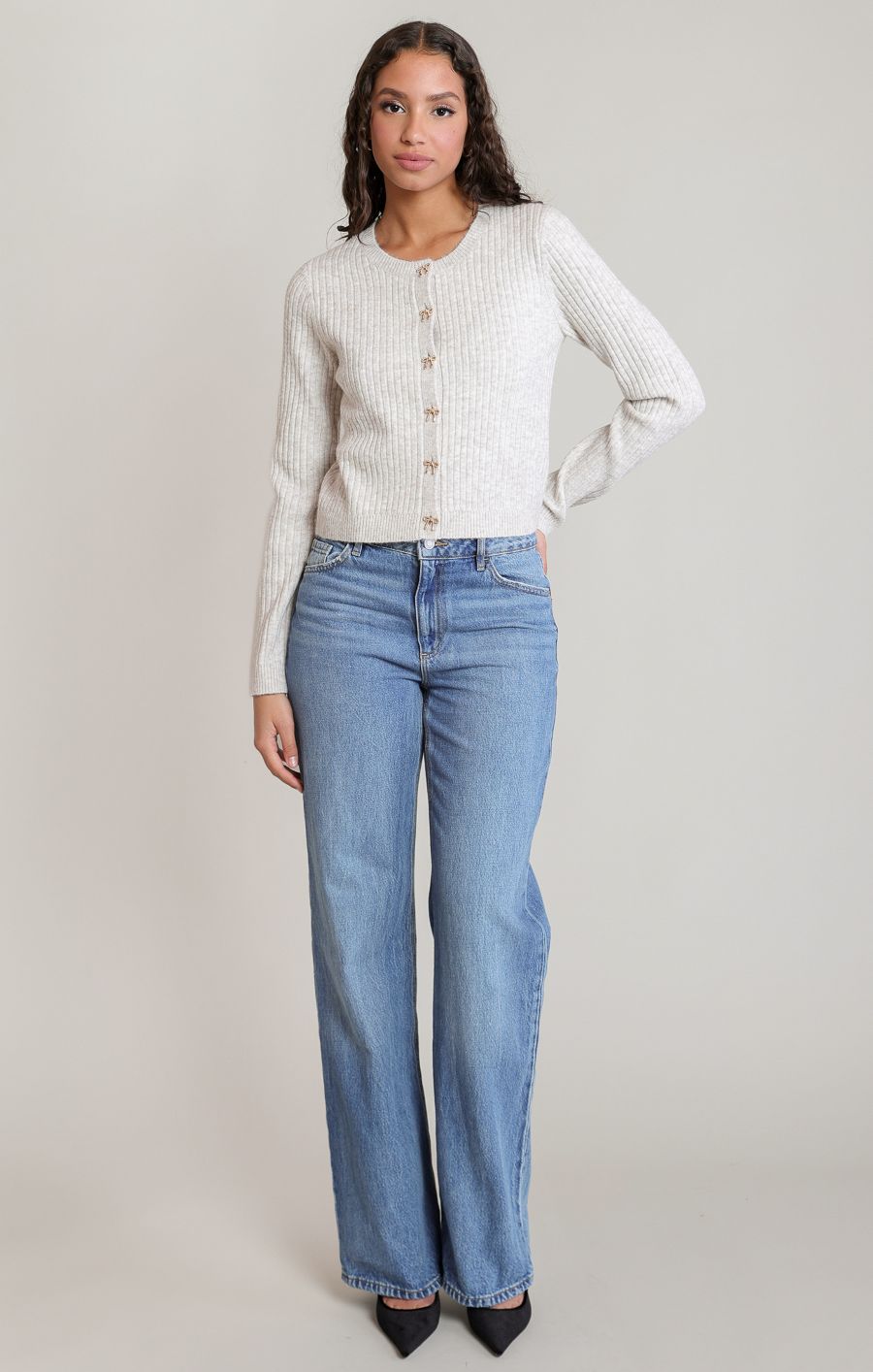 Cardigan court bouton en boucles - 2827257 D - Dex