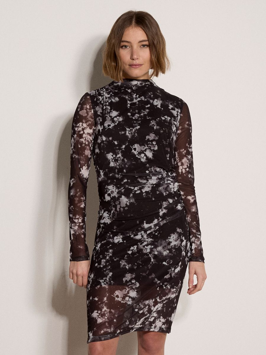 Robe mèche motif - X253005 - Apricot