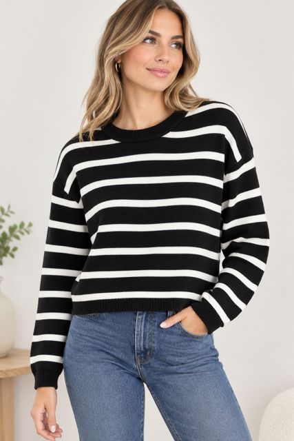 Chandail tricot rayé - MCSPAW07139 - Mandarine & Co