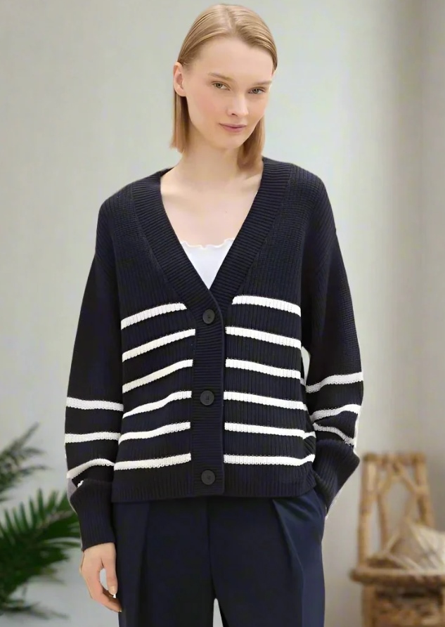 Cardigan v neck rayé - 1043311 - Tom Tailor