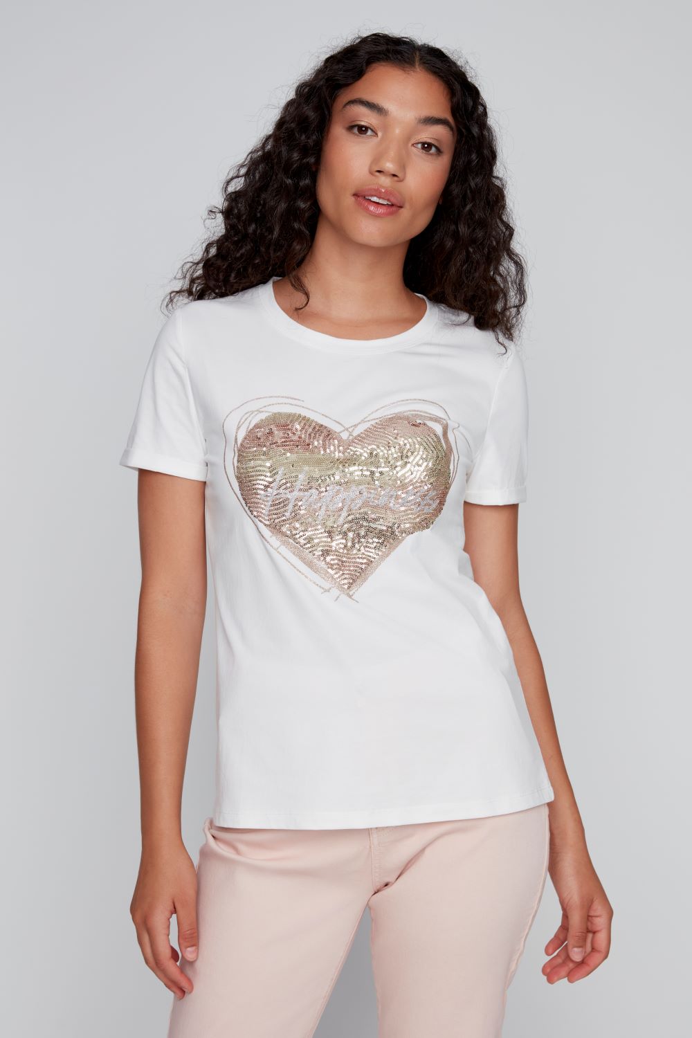 T-shirt coeur brillant