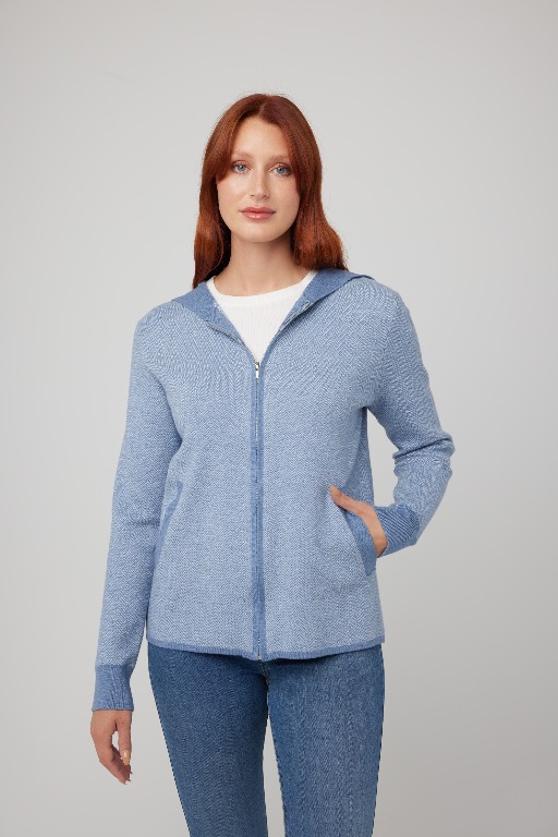CARDIGAN TRICOT ZIP LACET BAS DOS