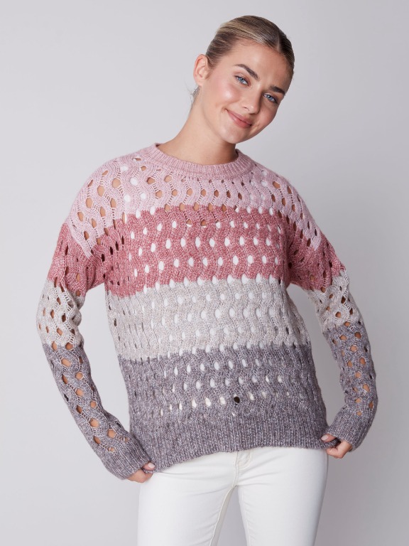 CHANDAIL TRICOT COLOR BLOCK MACRAMÉ