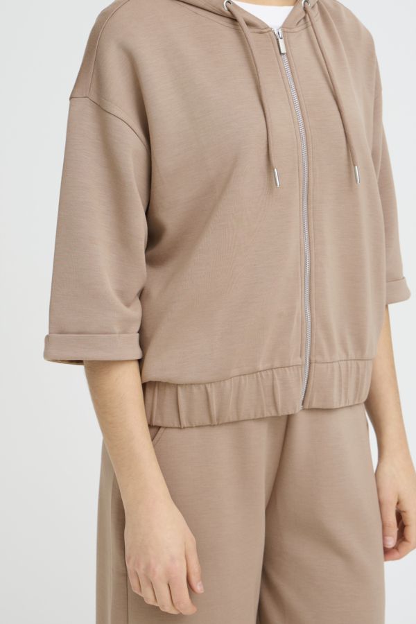 Cardigan zip banu capuchon