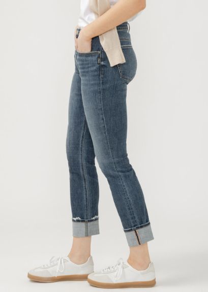 Jeans taille haute boyfriend