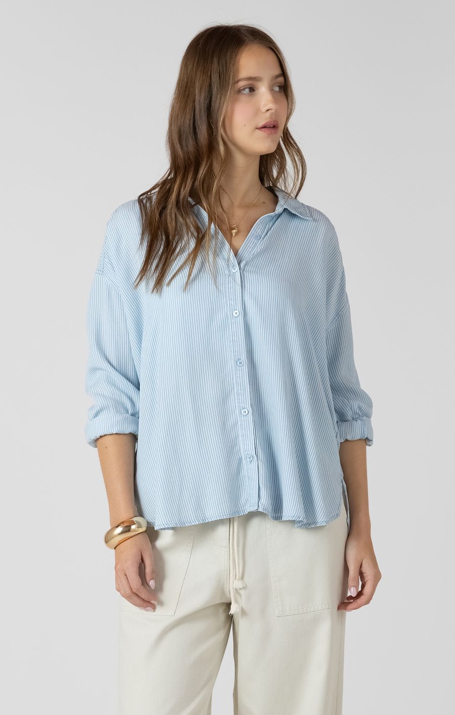 Blouse rayures fines tencel