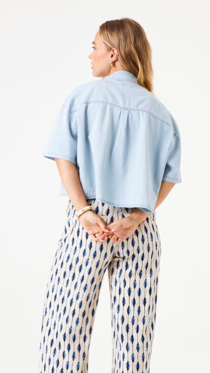 Blouse jeans manches courtes