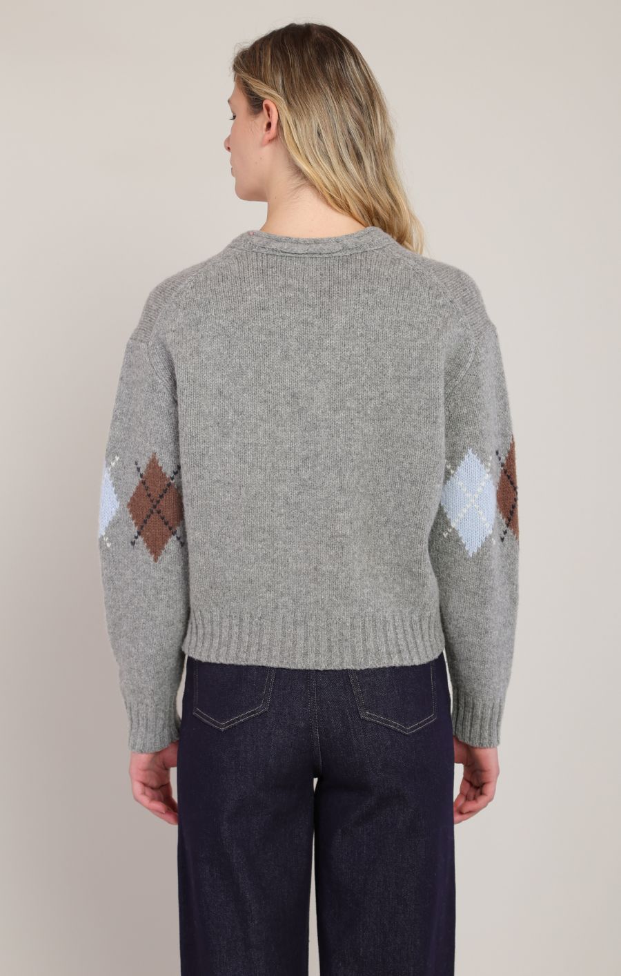 Chandail tricot v neck losanges - 2827040 DG - Room 34