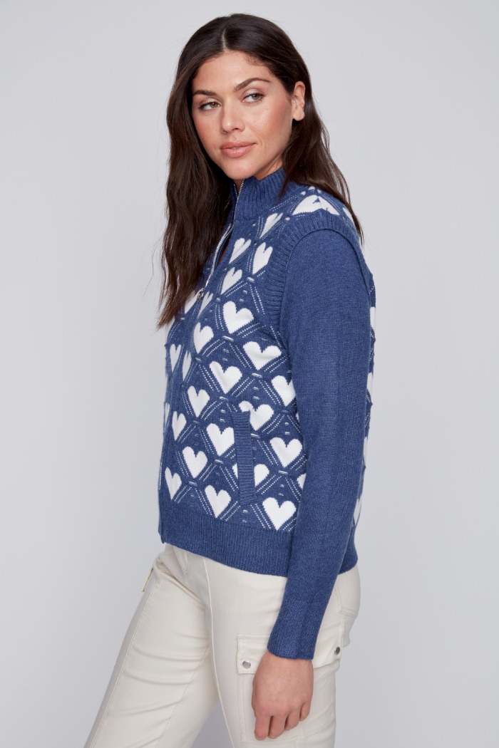 Cardigan fermeture éclair avec coeur - 2425062 - C.Y.C. Coco Y. Club Inc