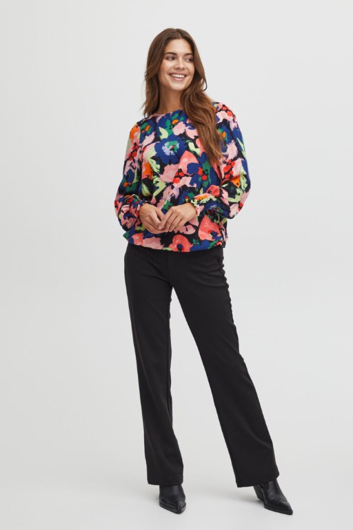 CHANDAIL A MOTIF LOOK BLOUSE COL ROND