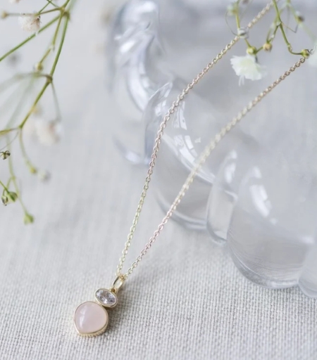 Anastasia chaine pendentif quartz rose - anastasia-n - Glee Jewelry