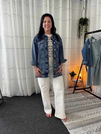 Veste jeans longue oversize