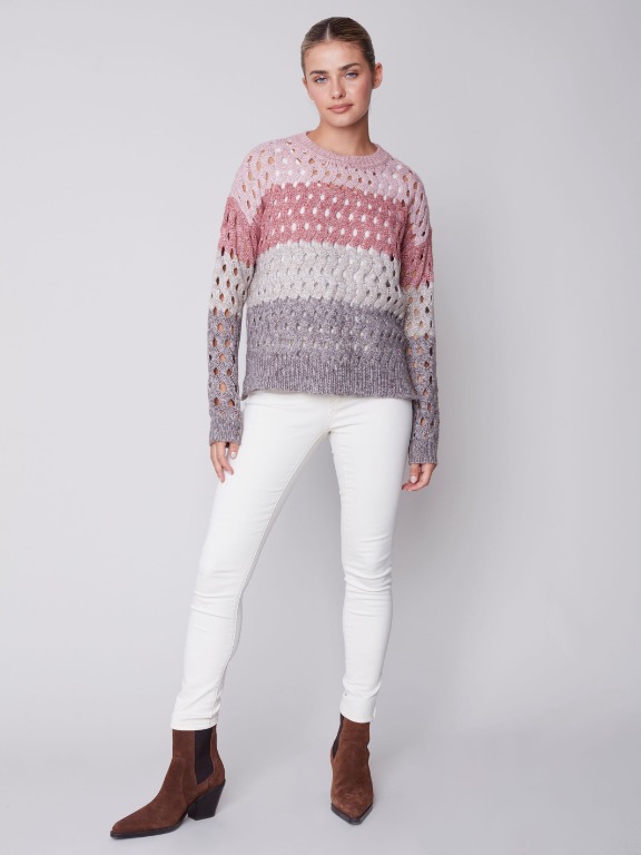 CHANDAIL TRICOT COLOR BLOCK MACRAMÉ