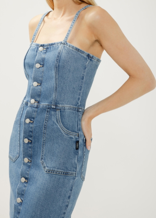 Robe midi boutonnée devant - L30605HDR285 - Silver Jeans