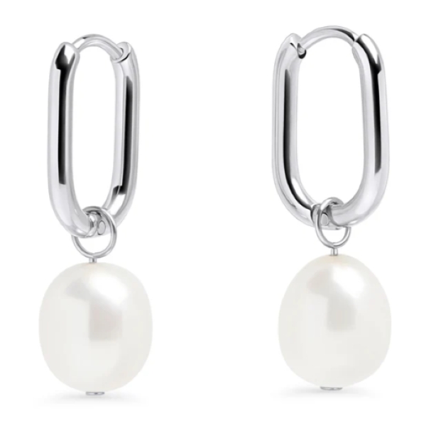 Boucle d'oreille Créoles perle d'opale - T123E013 - Mia Bijoux