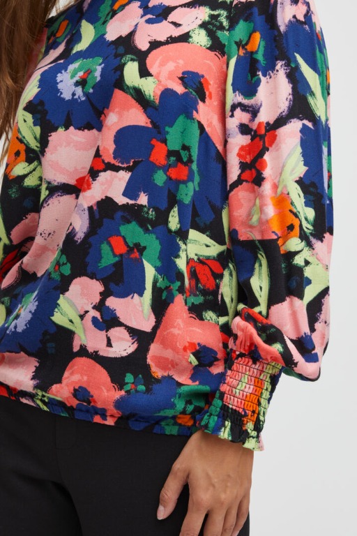 CHANDAIL A MOTIF LOOK BLOUSE COL ROND