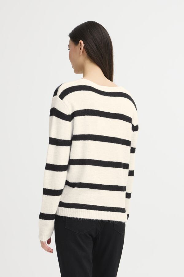 Chandail tricot v neck rayé