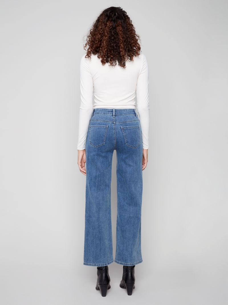 Jeans taille haute avec coeurs