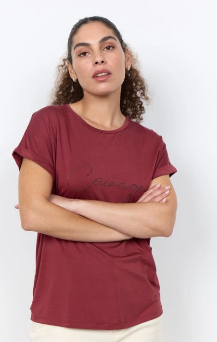 T-shirt col rond écriture - 27131 - Soya Concept