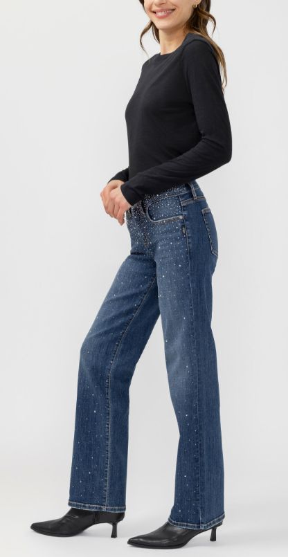 Jeans suki coupe droite décontractée brillants