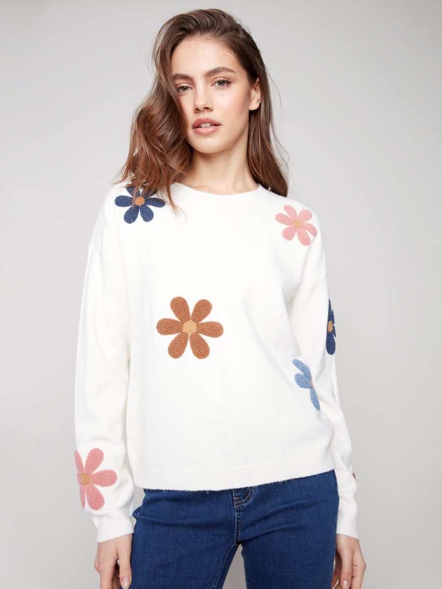 Chandail col rond fleurs - C2829/736A - Charlie B