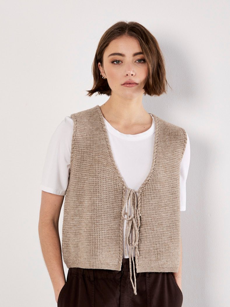 Veste cordons tricot doux - X132959 - Apricot