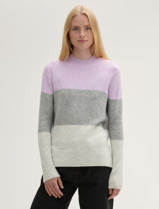 Chandail tricot 3 couleurs mock neck - 1043356 - Tom Tailor